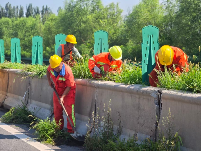 养护分公司张家口分中心涿鹿养护队：清除杂草靓路容，清淤疏孔畅排水1