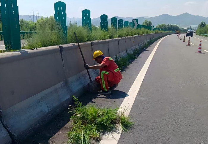 养护分公司张家口分中心涿鹿养护队：清除杂草靓路容，清淤疏孔畅排水